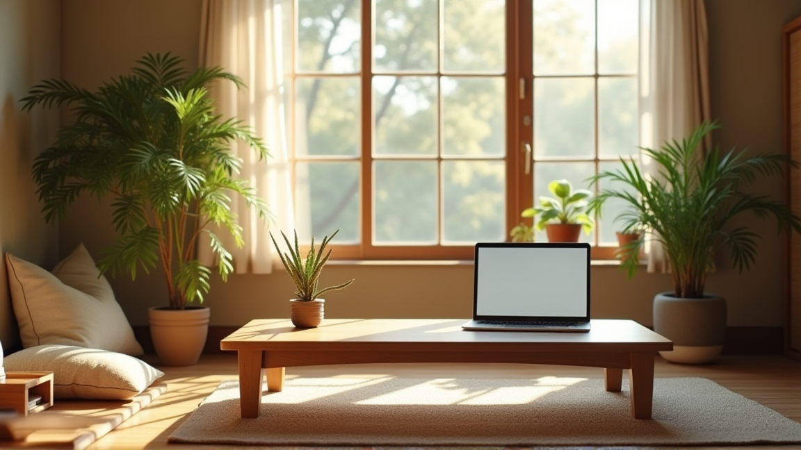 リラックスした雰囲気で在宅ワークする自宅の様子