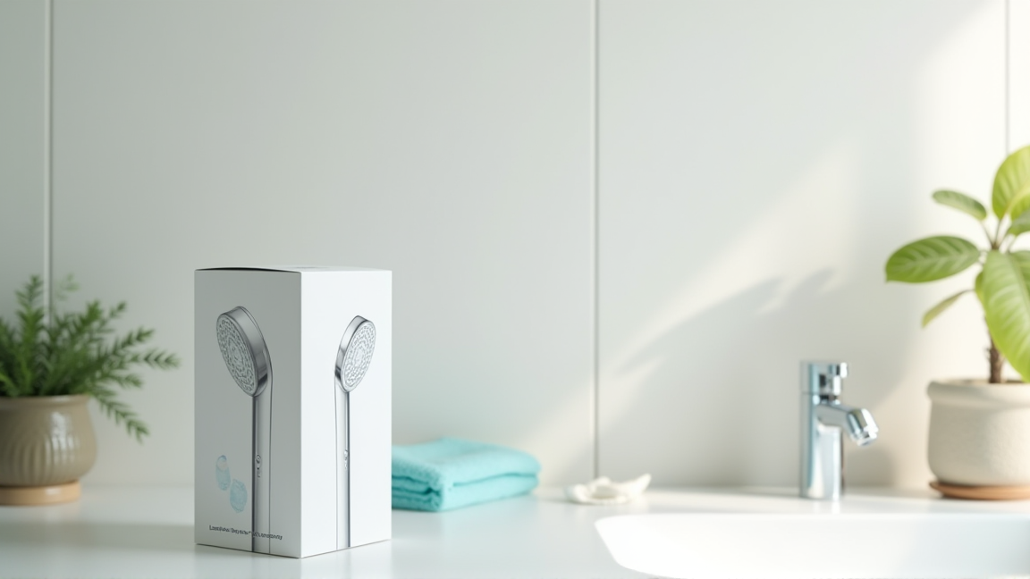 低水圧対応シャワーヘッドのパッケージとシャワーヘッド本体