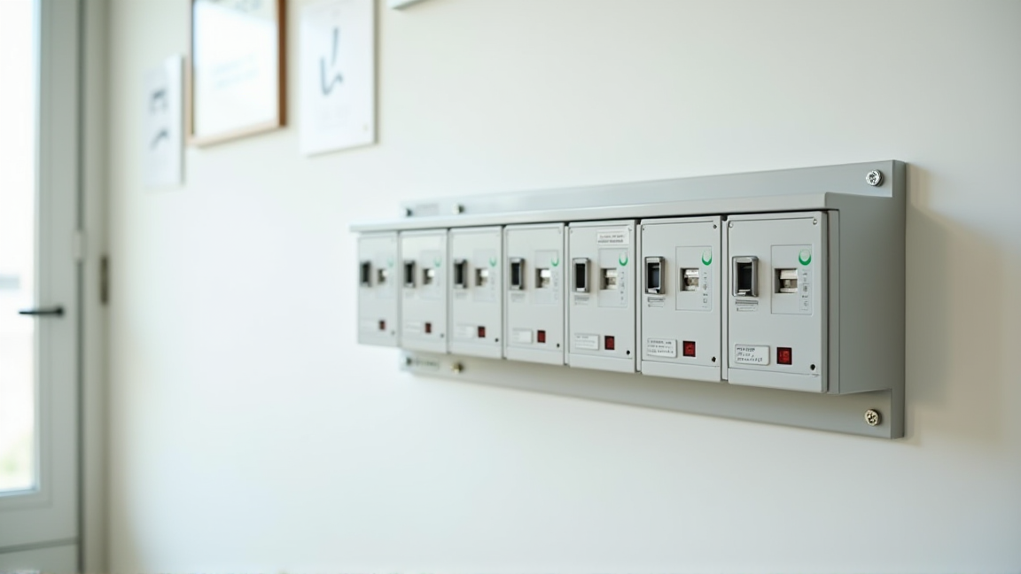 きれいに整理された分電盤と周辺の壁