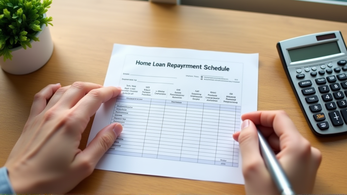 住宅ローンの返済計画を確認する手元
