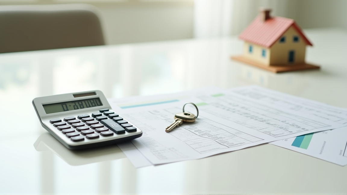 電卓で住宅ローンの計算をする様子