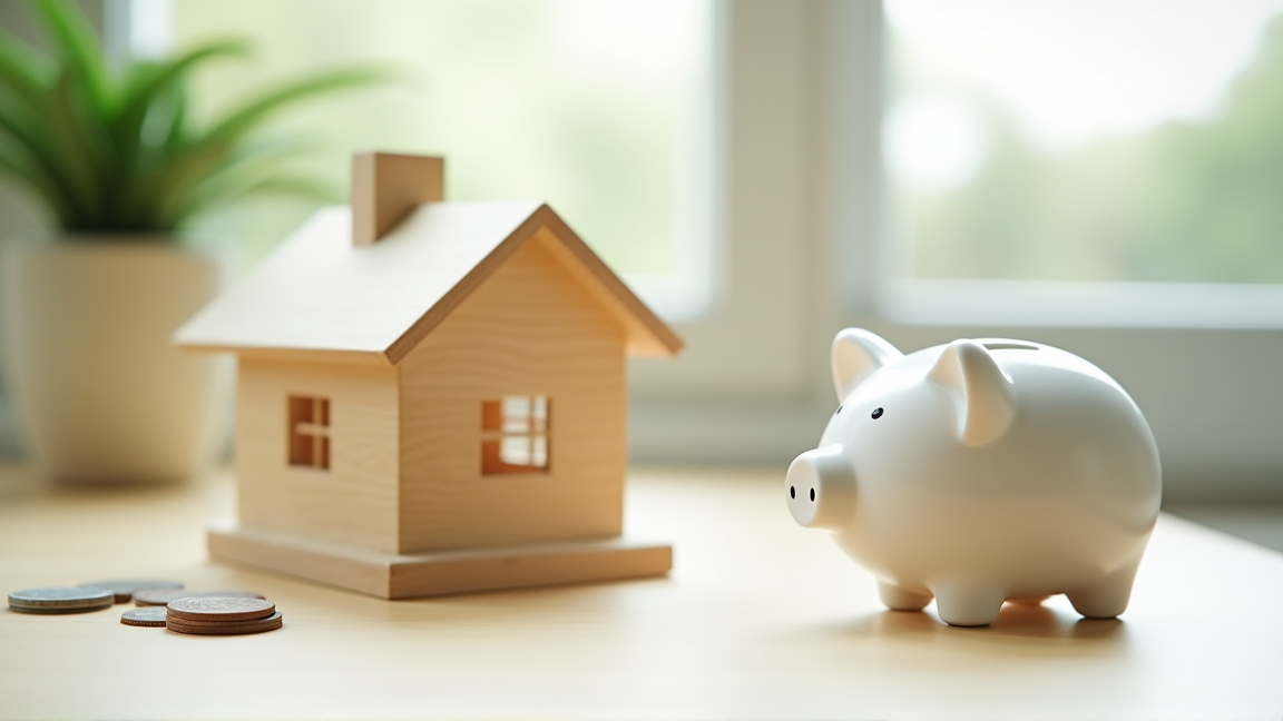 住宅の模型と貯金箱