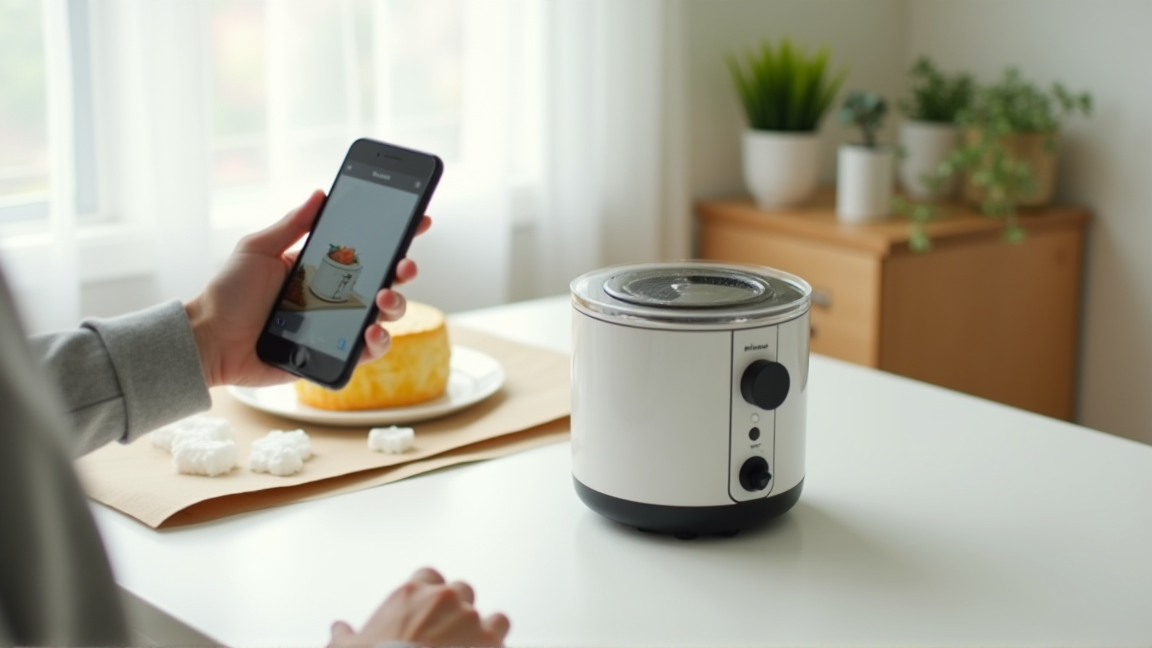 フリマアプリ用に撮影された小型家電と丁寧な梱包