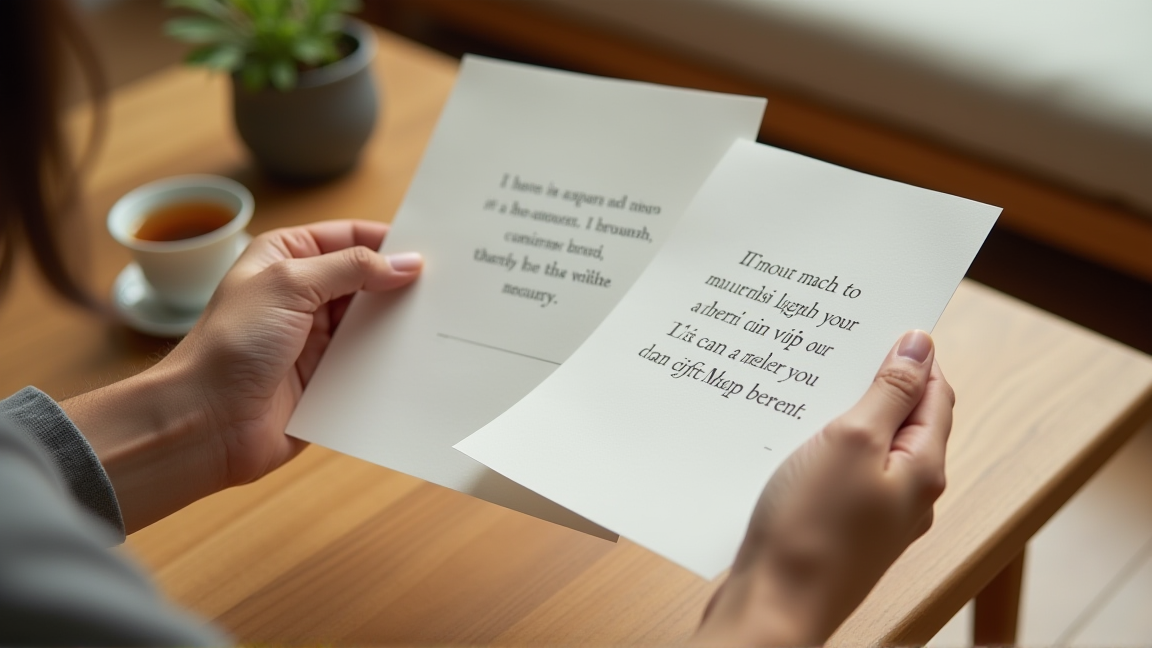 リビングで見積書を読み比べる手元