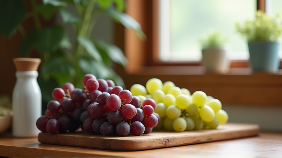 複数品種のぶどうが並んだ保存シーン