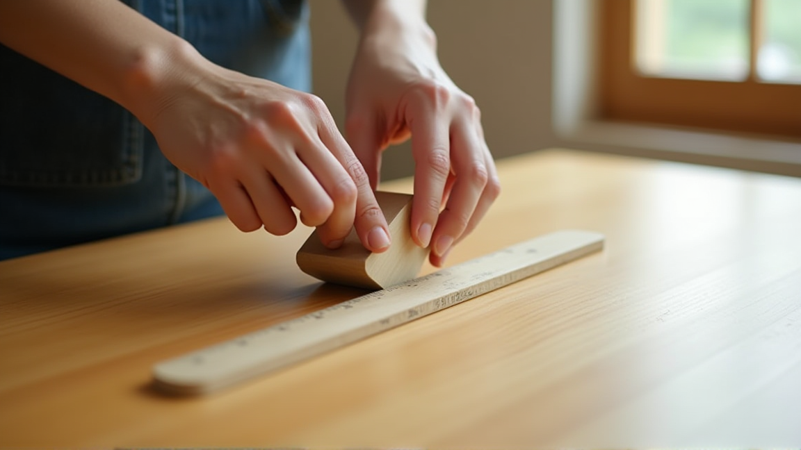 小物を厚さ測定している手元
