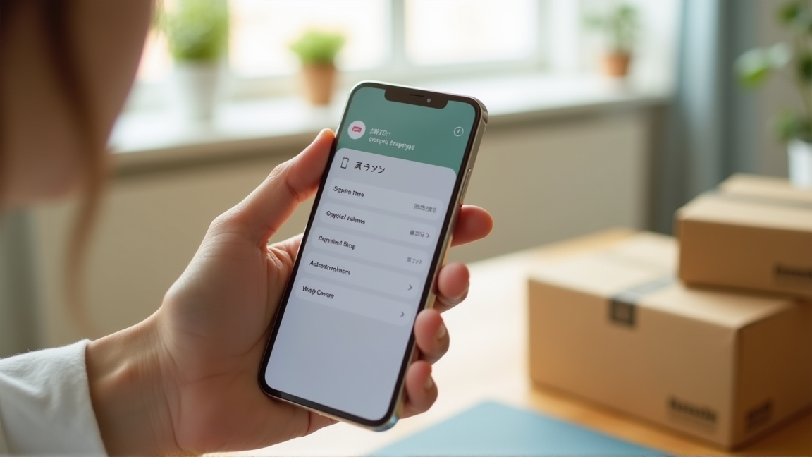 スマホで配送方法を選択している手元