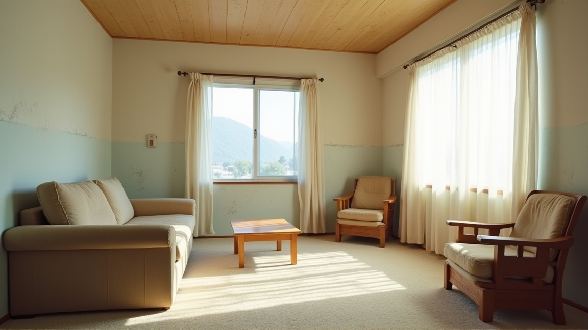 賃貸マンションのリビングルームの経年劣化の様子