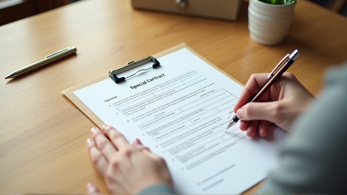 賃貸契約書の特約部分を確認する手元