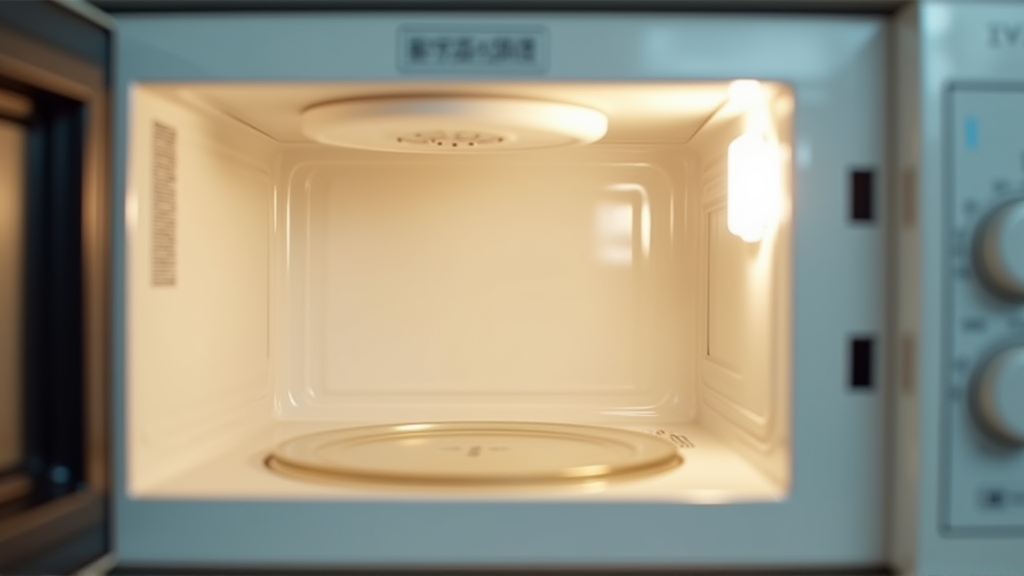 電子レンジの庫内を覗き込む様子