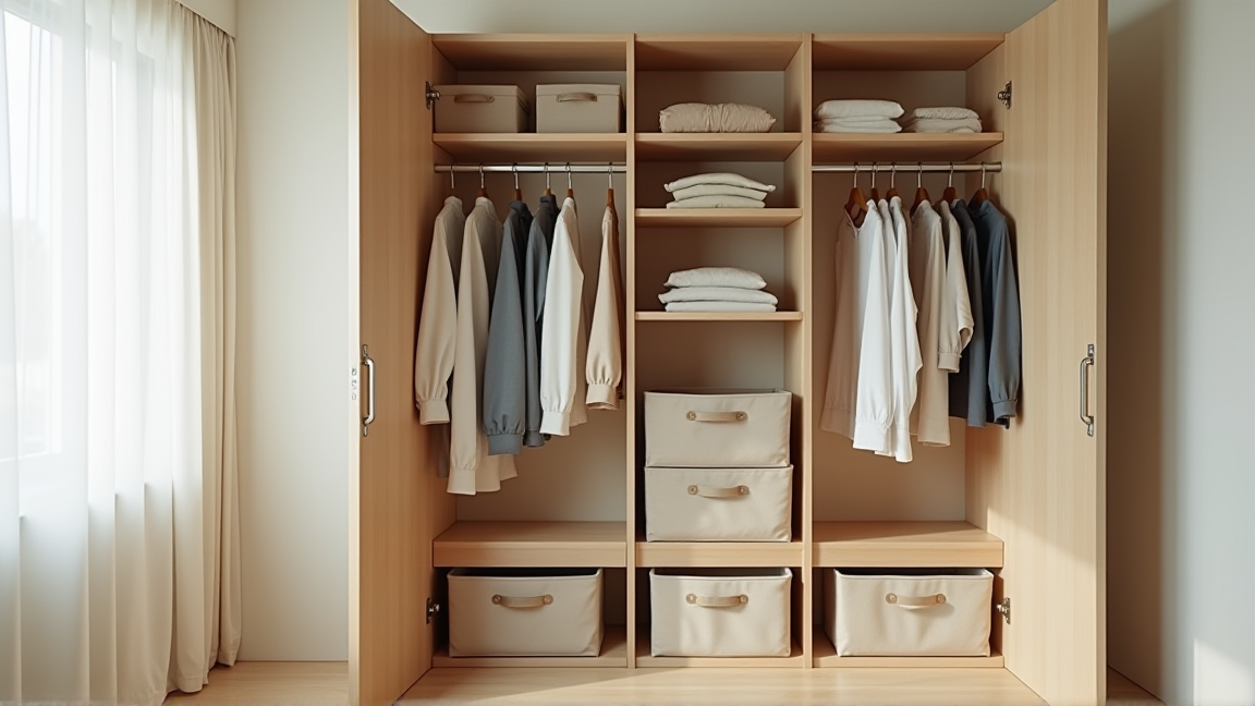 整理されたクローゼットの中を開けている様子