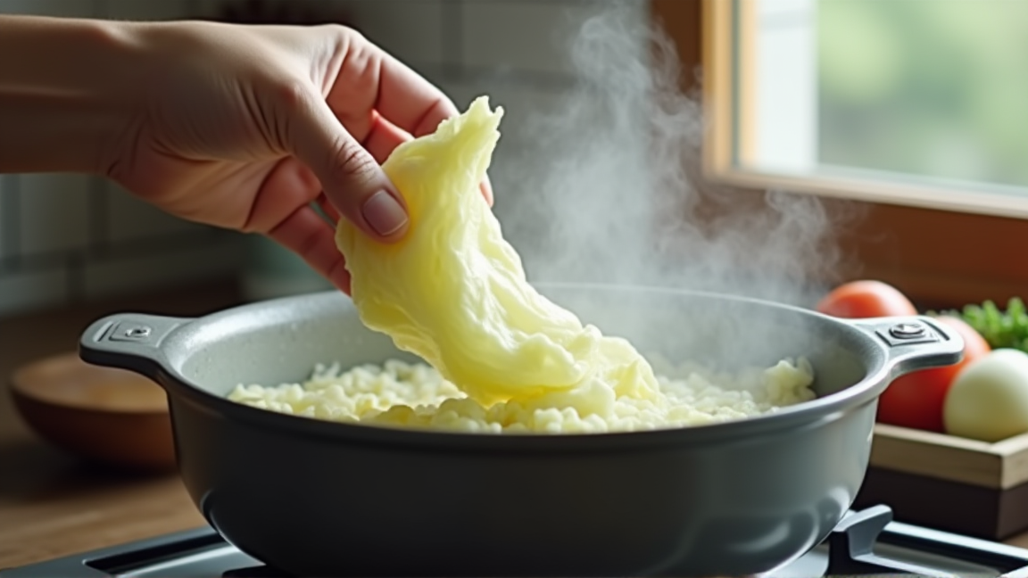 鍋に凍ったままの白菜を入れて調理している手元