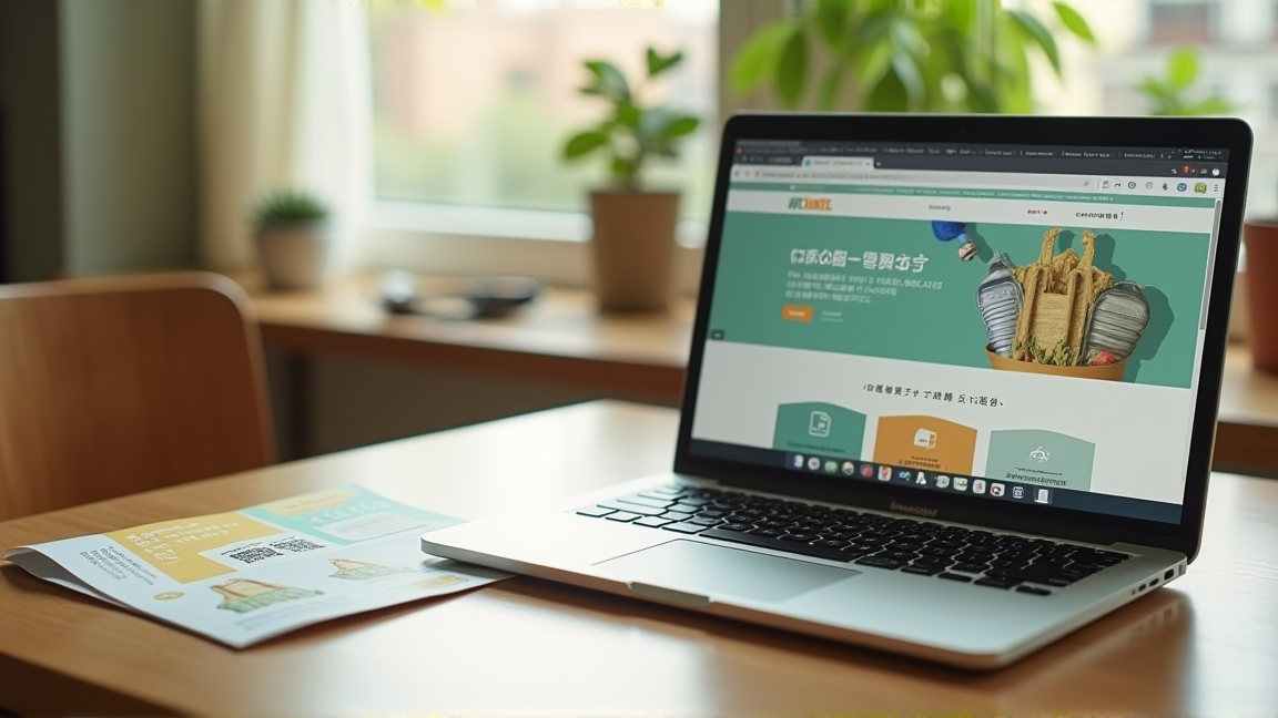 自治体の粗大ゴミ回収案内チラシとパソコン画面