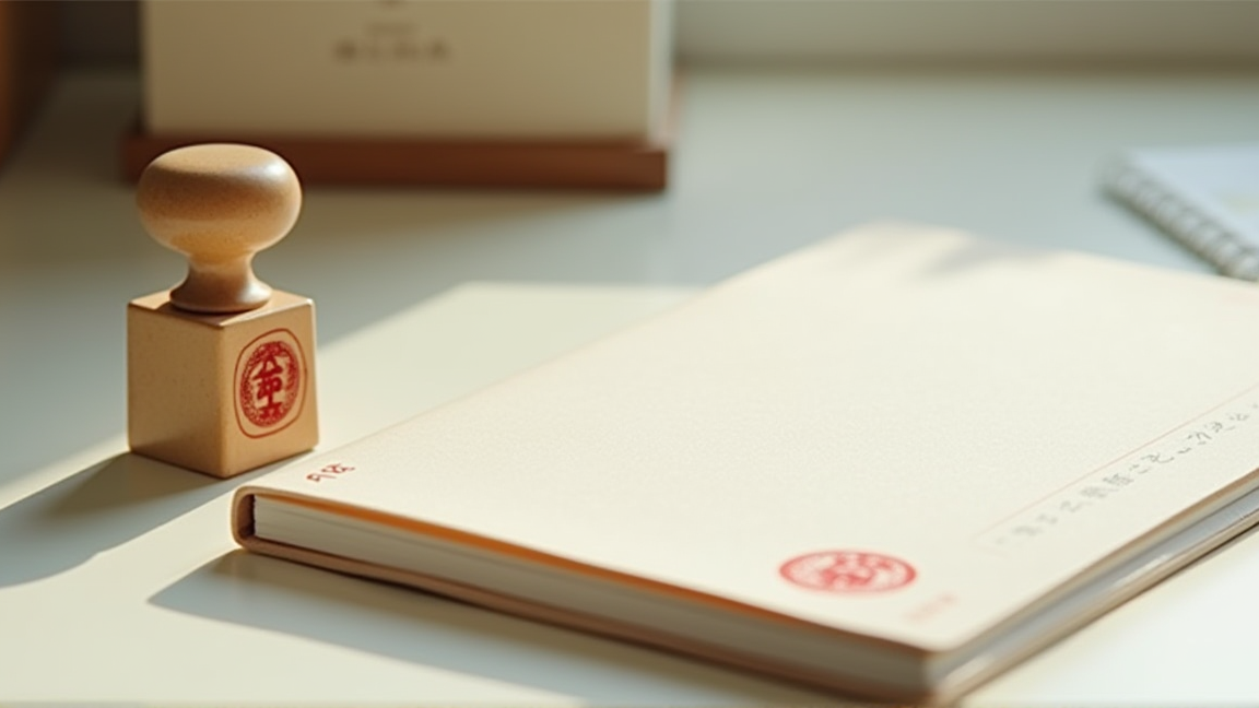 銀行の通帳と印鑑が置かれたデスク