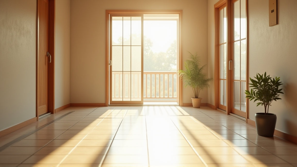 掃除後のきれいな玄関タイル