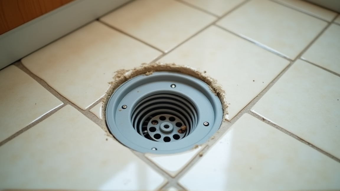 洗濯機の排水口周りにたまった汚れの様子