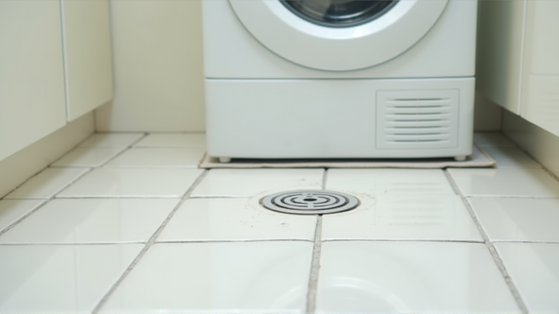 掃除が完了してきれいになった洗濯機の排水口