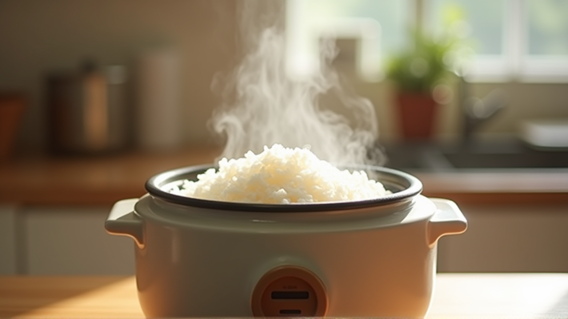 清潔な炊飯器とおいしそうに炊けた白ご飯