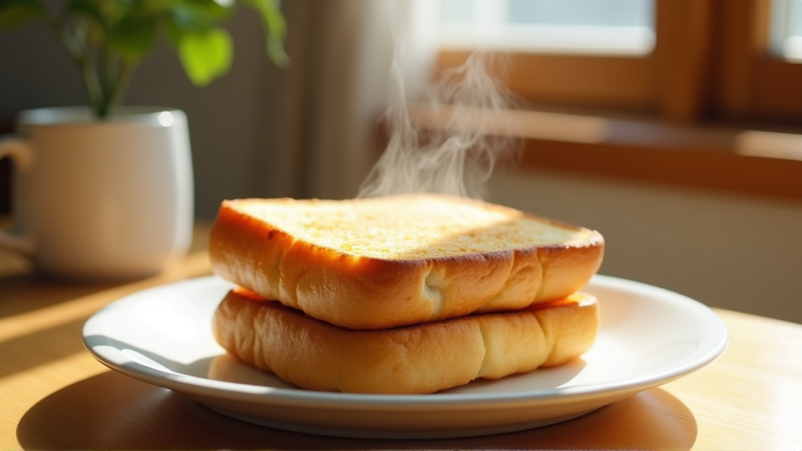 トースターから取り出したばかりのこんがり焼けた食パン