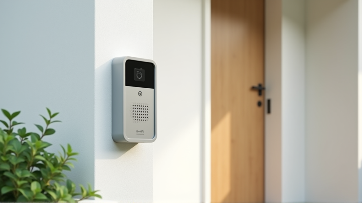 玄関先に設置されたインターホンの子機