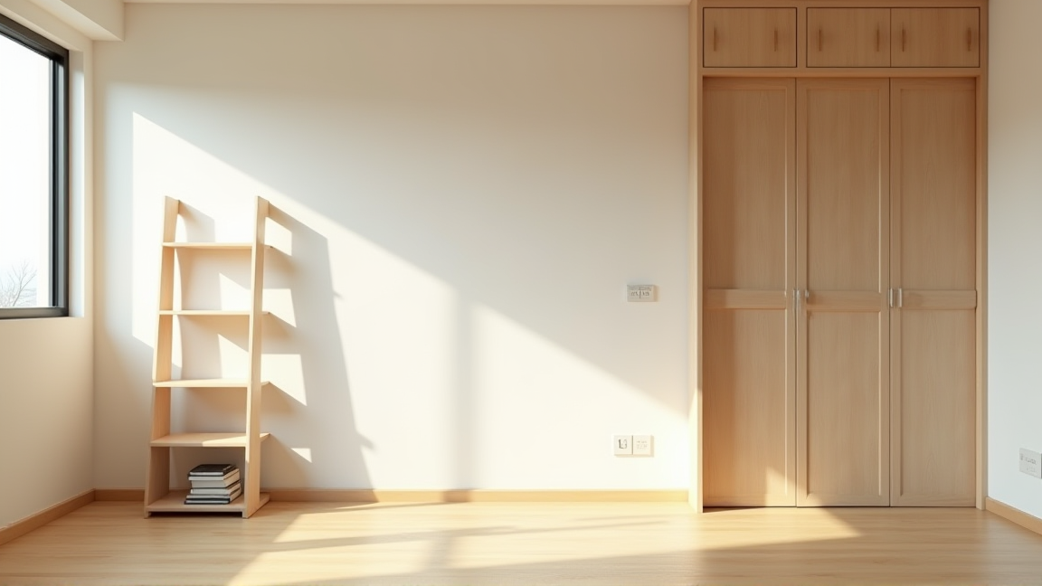 マンションの壁に遮音シートを設置している室内の様子