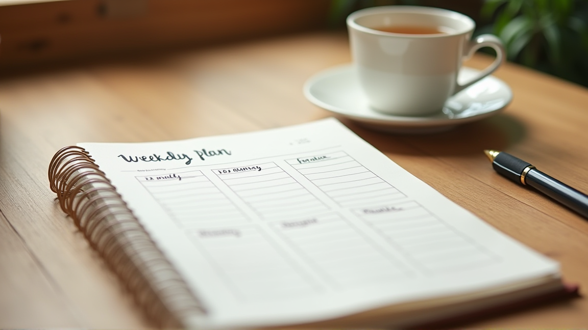 ノートに書かれた一週間の簡単な献立メモ