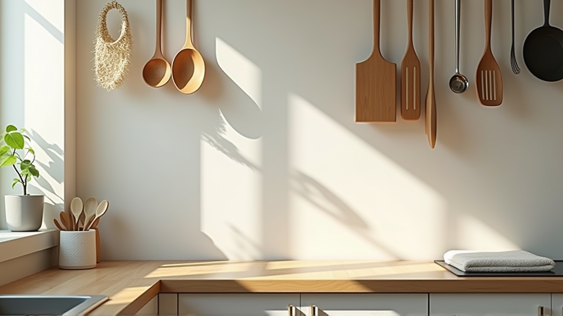 掃除を終えた清潔な台所の俯瞰