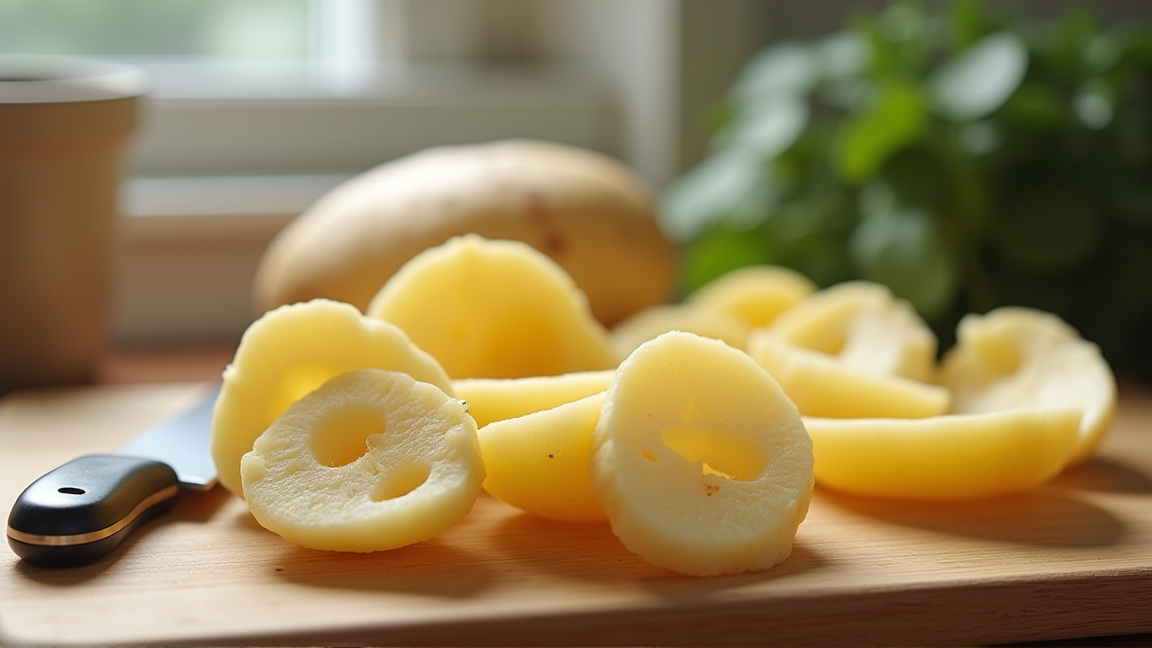 芽を取り除いてきれいになったじゃがいも