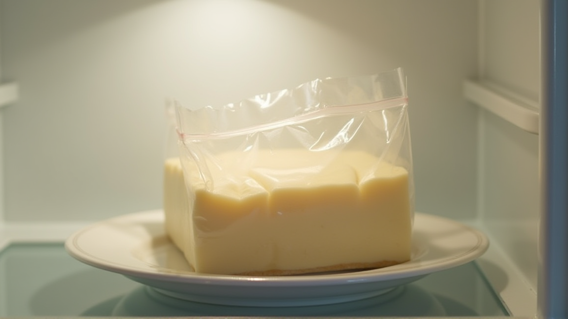 冷蔵庫で自然解凍している冷凍豆腐