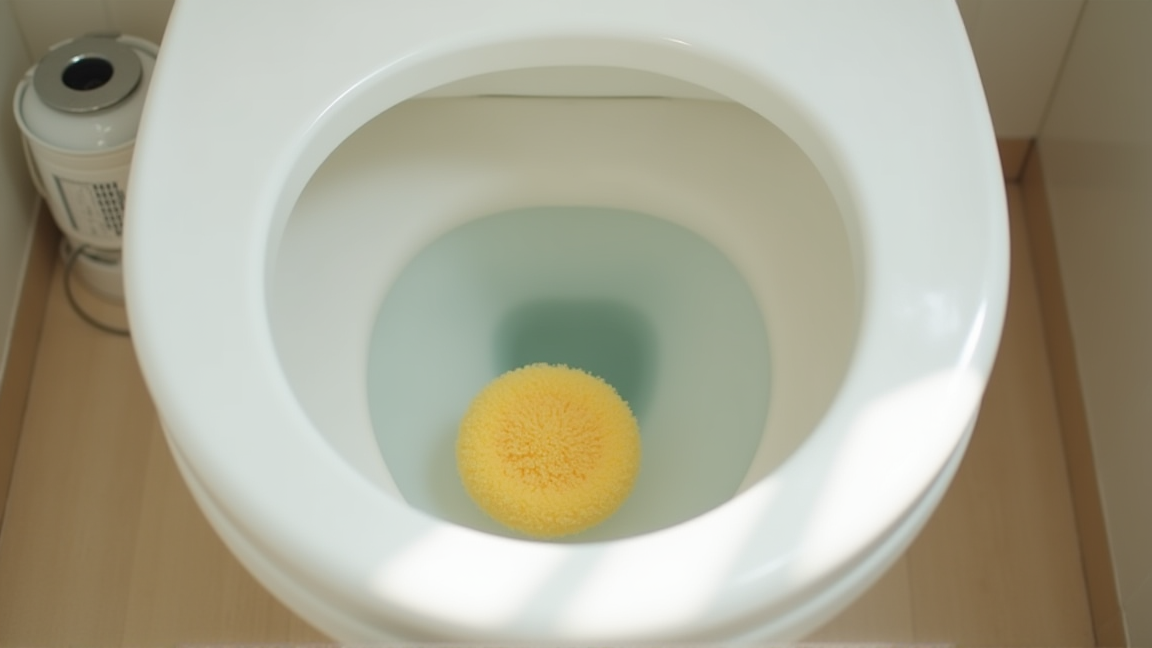 タンクのフタを外して内部の壁面をスポンジで洗う様子