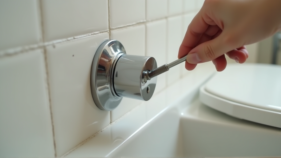 トイレタンクの止水栓を閉める手元