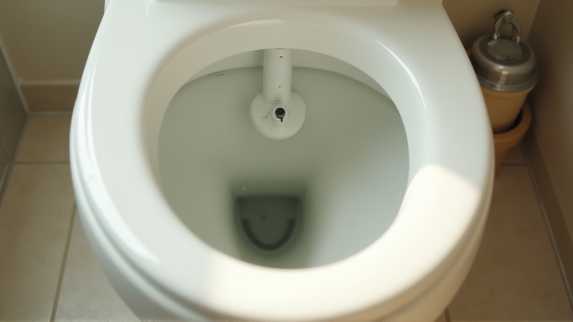 トイレタンクの内部部品を点検する様子