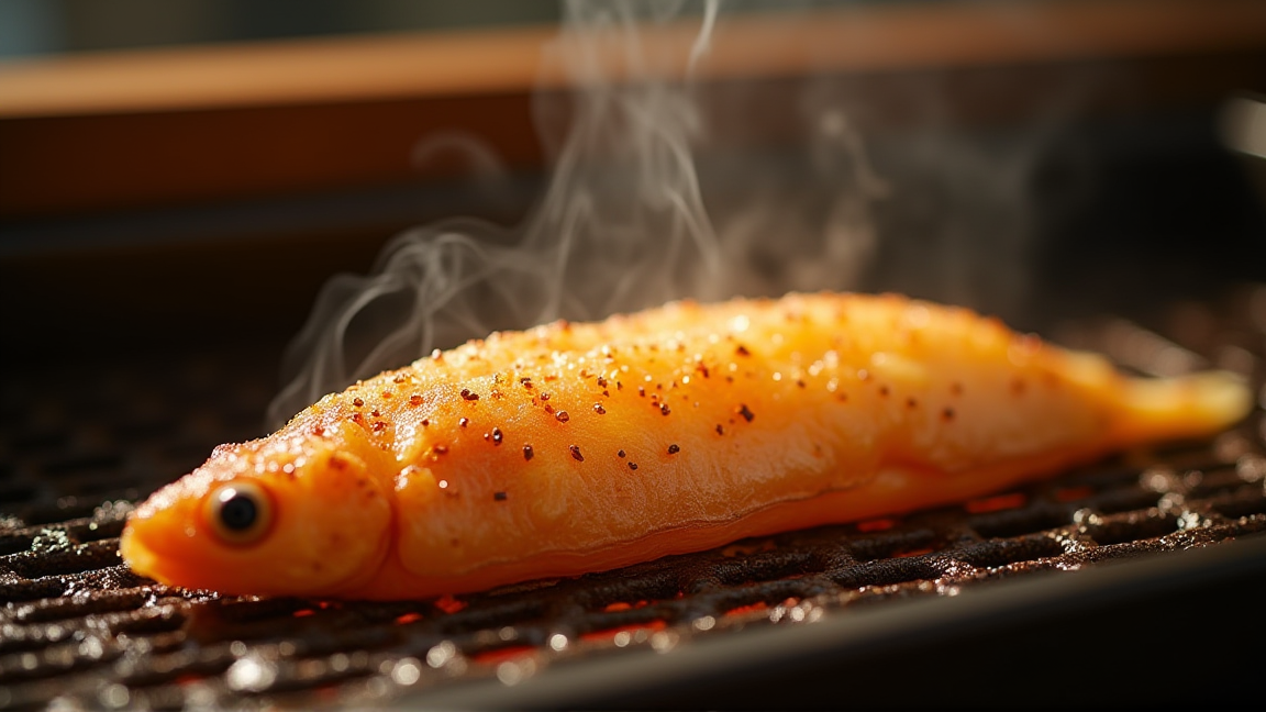 魚焼きグリルで干物の皮がパリッと焼けた様子