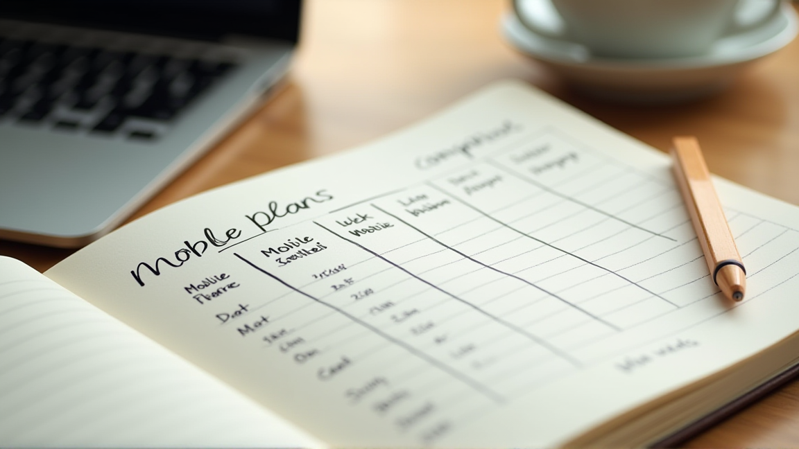 ノートに格安SIMの料金プランを比較して書き出す様子