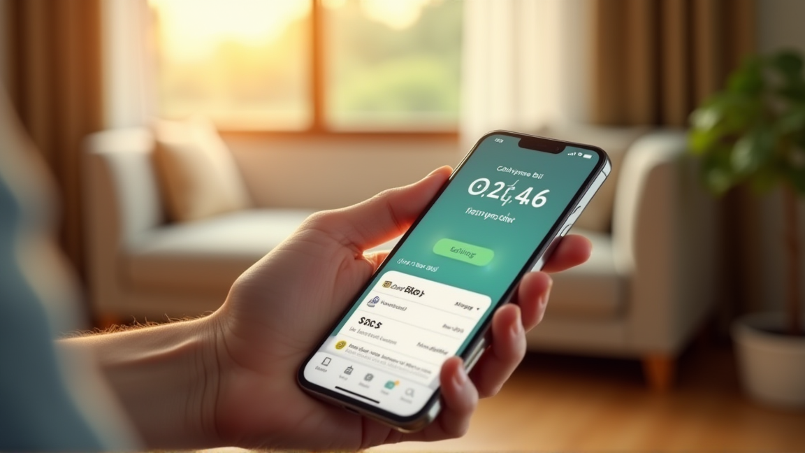 家計簿アプリでスマホ代の節約額を確認する様子