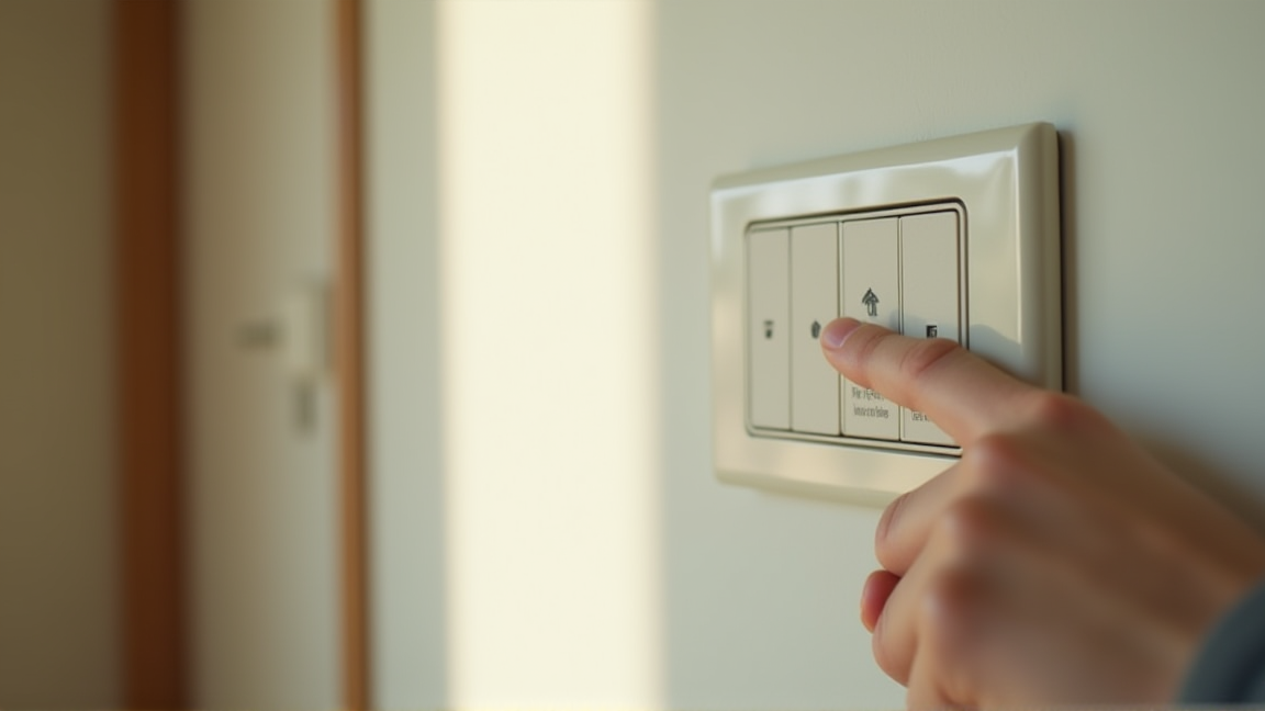 壁スイッチと分電盤を確認する様子