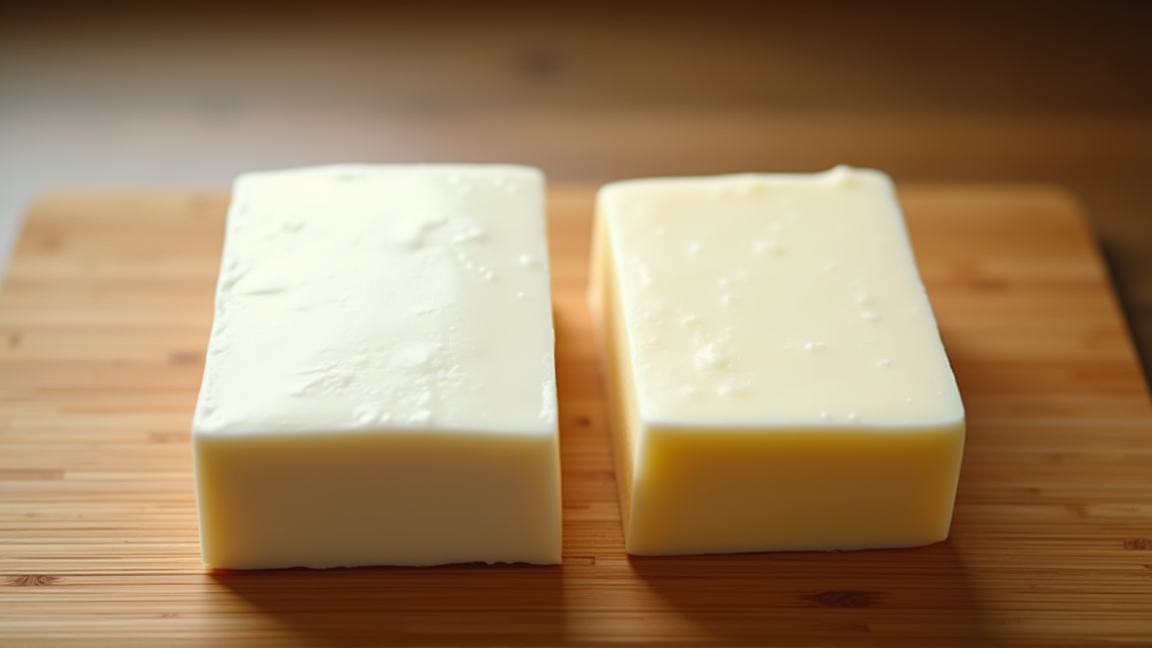 木綿豆腐と絹ごし豆腐を並べた比較