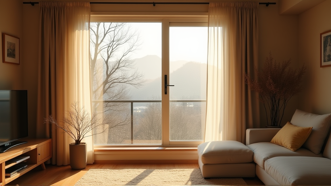 結露が付きにくくなった明るいマンションの窓辺