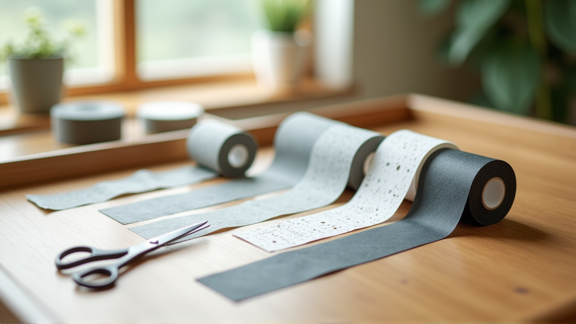 100均で買える網戸補修テープと専用品を並べた様子