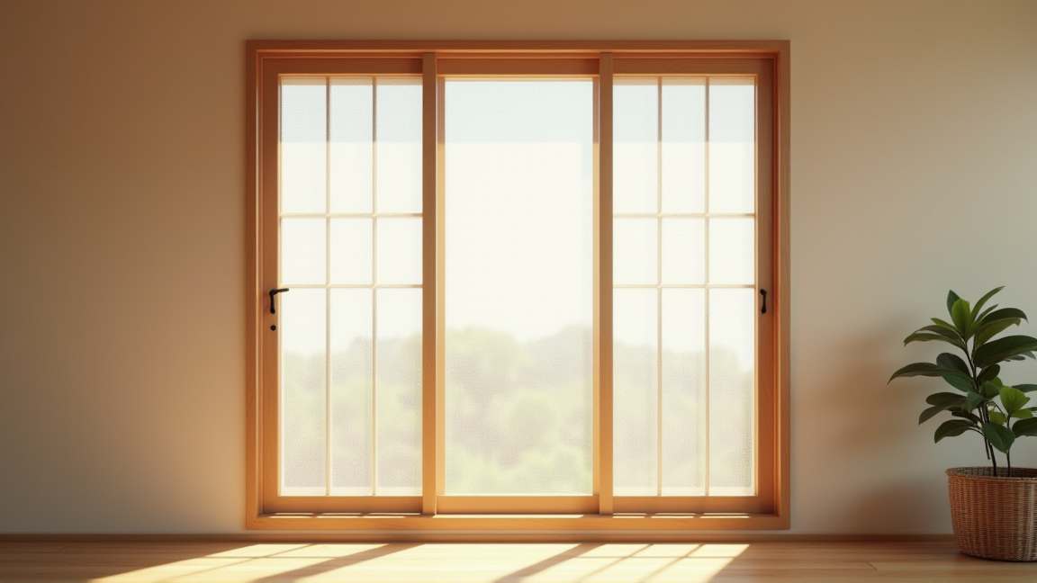 張り替え後のきれいな網戸とサッシの様子