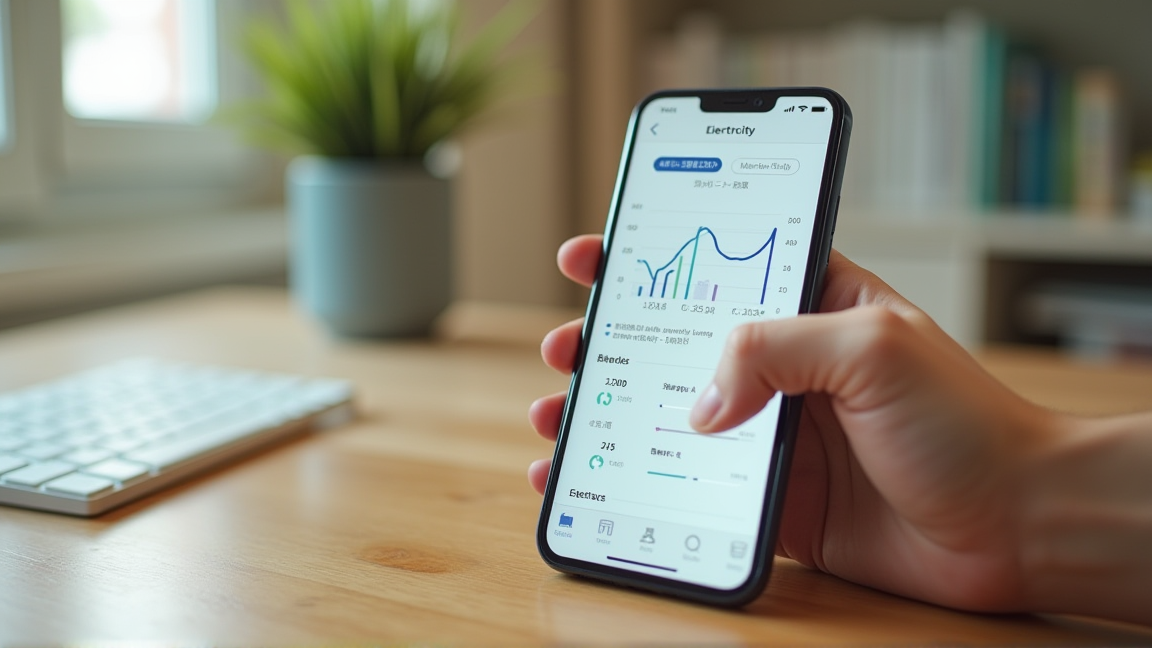 電力会社マイページのグラフを確認するスマホの画面