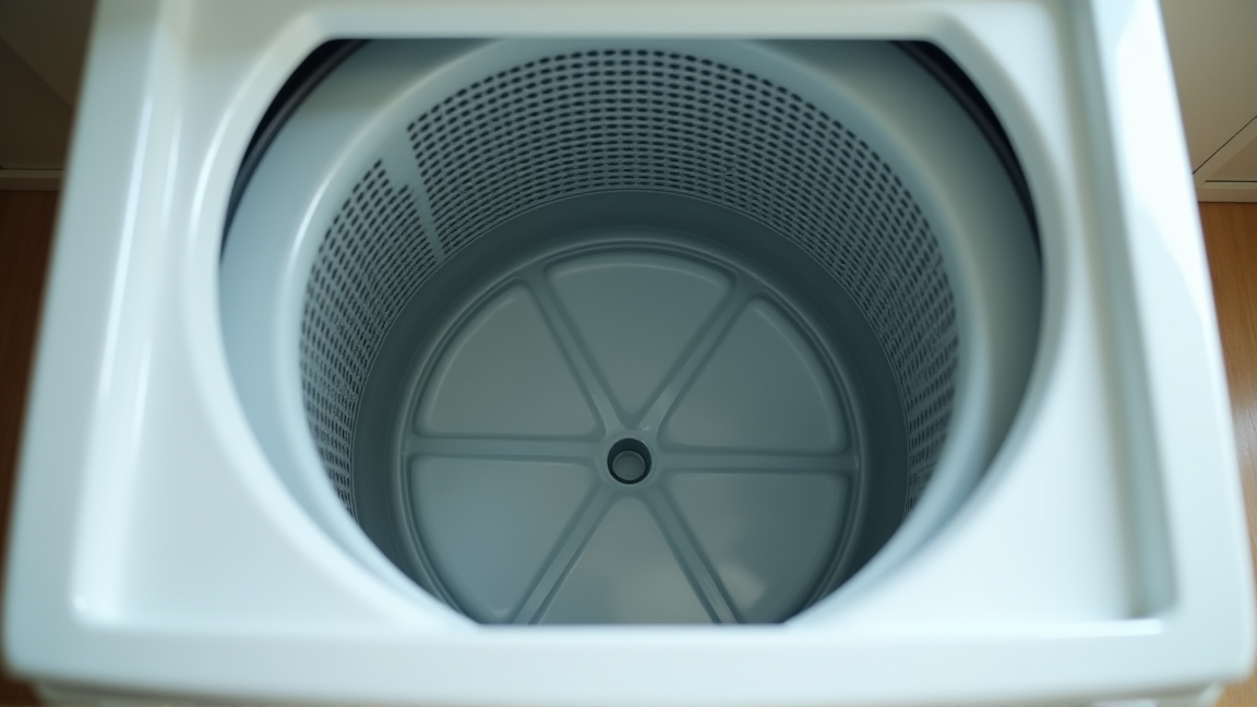 洗濯機の中を覗き込む様子