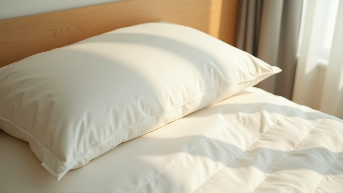 寝室のベッドに置かれた枕と清潔なカバー