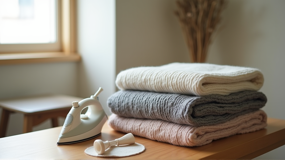 洗濯とアイロンで手入れされたニット