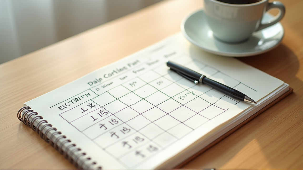 ノートに料金プランの比較表を書き込んでいる様子