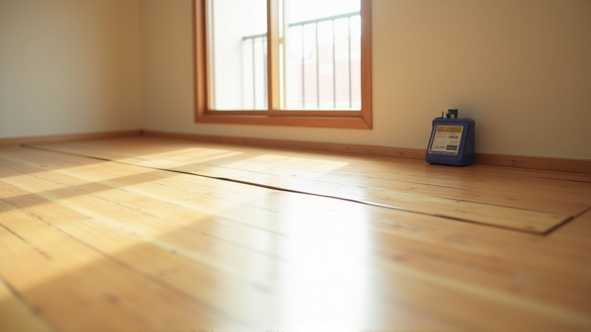 補修道具を片付けてきれいになった賃貸のフローリング