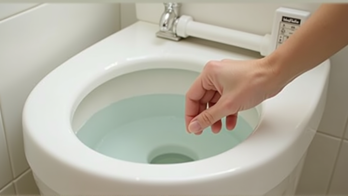 便器の水位を確認する手元