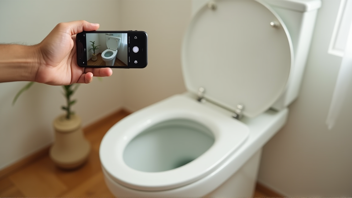 スマホで便器の状態を記録する手元