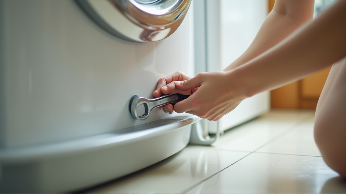 洗濯機の脚の高さを調整する手元