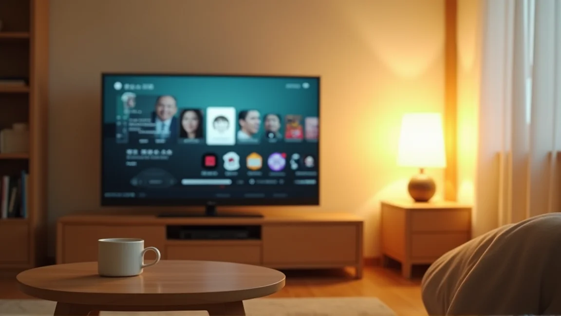 チューナーレステレビでネット動画を見るリビング